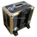 professional aluminum cosmetic rolling case with 8 trays inside from Foshan